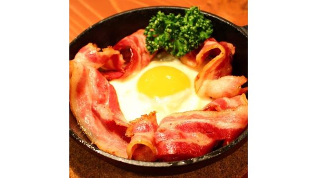 Eggs covered with bacon